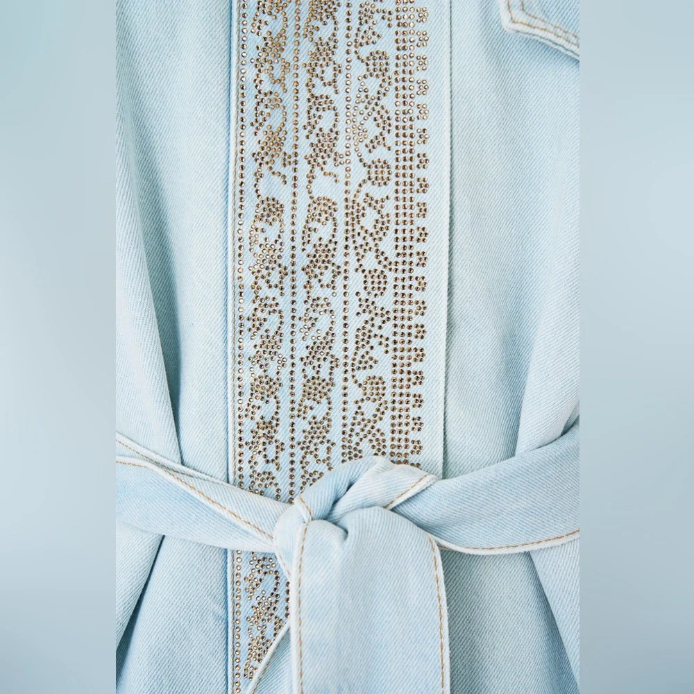 $1000 Camilla Jacket Light Blue Size S Alika Istanbul Alchemy High Neck Cotton - Picture 8 of 8